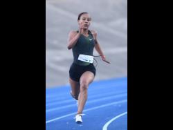 Briana Williams wins the Under-20 Girls’ 200m at the 2019 Carifta Trials in 23.26 seconds at the National Stadium yesterday.