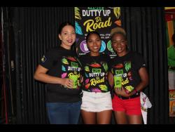 From left: Ashley Codner, Lauren Creary and Shauna Williams were out at Mas Camp for Bacchanal and Dancehall to educate patrons about the Nuh Dutty Up Jamaica for Carnival campaign. 