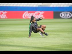 Mireya Grey shows off some dance moves at a training session yesterday.