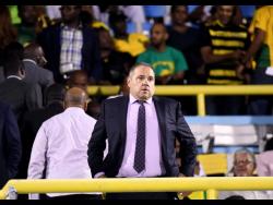 President of Concacaf Victor Montagliani watches from the stands as Jamaica down Honduras 3-2 at the National Stadium.