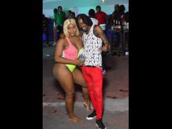 Daniiboo (left) with Gryzzle Bear, a dancer