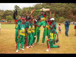 St. Mary’s Gayle Cricket Club celebrate after booking a spot in the semi-finals of the SDC Wray & Nephew National T20 cricket competition.