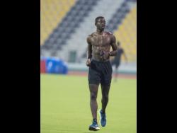 National 400m hurdles champion Kemar Mowatt during Jamaica’s training session at the Qatar Sports Club yesterday afternoon, ahead of Friday’s start of the IAAF World Championships in Doha, Qatar.