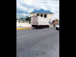 The parked truck in which the teen was sitting when he was stabbed.