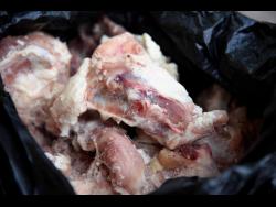 Chicken back being sold on the local retail market.