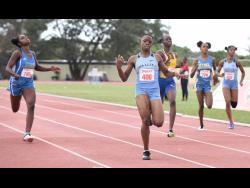 Credit: File
Tina Clayton (second left) of Edwin Allen High School wins the Class Two girls’ 200ms final in 23.57 seconds, ahead of Hydel High School’s Shenese Walker (left), at the 2020 Central Athletics Championships.
