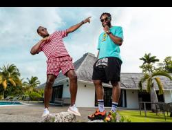 Usain Bolt (left) and NJ. 