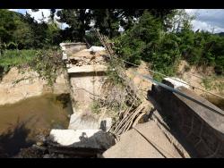 This debris shows the shattered pieces of the Troy Bridge.