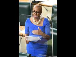 Education Minister Fayval Williams speaking in Parliament yesterday.
