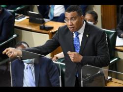 Prime Minister Andrew Holness making his contribution to the Budget Debate on Thursday.