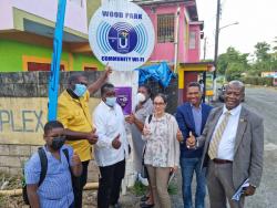 Wood Park in St Mary was the first to receive Internet via satellite under the Universal Service Fund’s Community Wi-fi initiative.