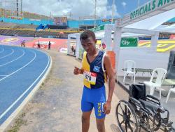 New Forest High School sprinter Jace Witter after competing in the Class Two Boys 200m preliminary round at the ISSA/GraceKennedy Boys and Girls’ Athletics Championships at the National Stadium on Thursday.