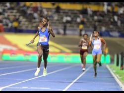 Brianna Lyston anchors Hydel High School to victory in the Girls 4x400m relay final at the ISSA/GraceKennedy Boys and Girls’ Athletics Championships at the National Stadium on Saturday, April 9.