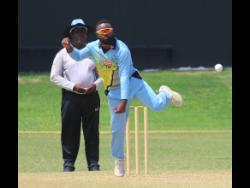Man of the Match Left-arm spinner Ryan Francis of the Surrey Royals in action after picking up four for 17 against the Surrey Kings in the Dream11 Jamaica T10 competition at Sabina Park in Kingston on Thursday.