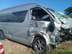 The JUTA bus which was involved in the crash along the Barbican main road in Hanover.