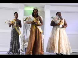 Miss St James Festival Queen 2022, Shavae Scale (centre), is flanked by first runner-up, Nafheeti Whittingham (left) and second runner-up, Claudine Mitchell, at the parish coronation held at the Montego Bay Cultural Arts Centre on Sunday.