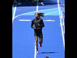 Elaine Thompson Herah at the Lane Community College training venue in Eugene, Oregon, on Thursday.