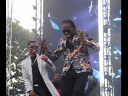 Wayne Wonder (left) and Bounty Killer performing during the Dave Kelly tribute at Reggae Sumfest Festival Night Two.