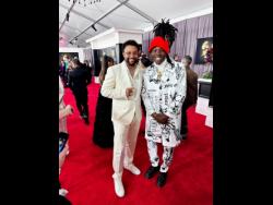 Blvk H3ro (right) with reggae superstar Shaggy on the Grammy Awards red carpet.