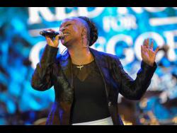 Regina Belle performing at the third staging of Red Rose for Gregory in 2019.