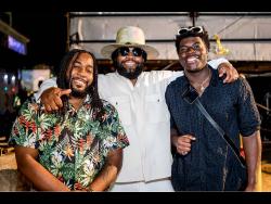 Reggae star Gramps Morgan (centre) with sons Jemere (left) and Priel. 