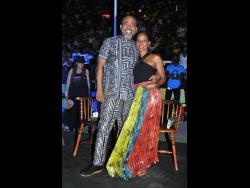 Credit: Nicholas Nunes Soca King Machel Montano and wife Renee at the Grand Gala on Sunday at the National Stadium in Kingston.