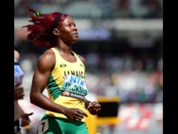 Shericka Jackson eases after winning her heat in the women’s 100 metres, at the World Championships, in Budapest, Hungary, today.