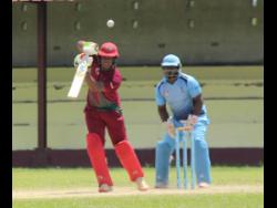 Melbourne CC captain Javelle Glenn scored a half-century to guide them to an eight-wicket win over St Ann in their JCA All-Island Limited overs semi-final at Chedwin Park on Saturday. Looking on is wicketkeeper Sushane Anderson.