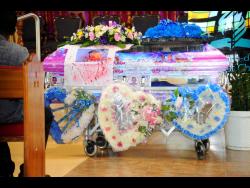 The casket holding the body of Danielle Rowe at the youngster’s funeral in July.