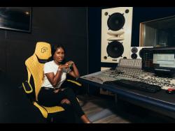 Vanessa Bling in studio at one of her recording sessions.