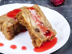 Bread Pudding in Sorrel Sauce