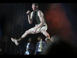 Yellowman shows off his athleticism during his performance at Rebel Salute early Sunday.