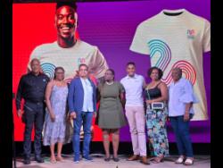 Credit: Contributed From left: S Hotel’s Marlon Honeygan, BCMG’s Karlene May, Union Dental Centre’s Dr John Gordon, VIP Attractions Nicola Thomas, Sandals Resorts International’s Davion Smith, Sunshine Snack’s Jorja Clark, Fontana Pharmacy’s Leonie Harvey at the Jill Stewart MoBay City Run new logo’s official unveiling on Friday at the annual pasta party at the S Club at S Hotel in Montego Bay, St James. The race will be held on Sunday.