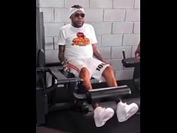 Vybz Kartel gets some work on in the gym.