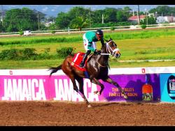 ANTARCTICA,  ridden by Shane Richardson winning the eighth race, The Caymanas Park 65th Anniversary Trophy, over seven furlongs at Caymanas Park on Saturday.