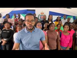 Conceptualiser of the Elevate Mentorship Programme Jerome Palmer, with some of the youth who will be mentored.