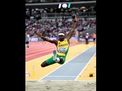 Carey McLeod of Jamaica competing in the long jump final during the evening session of the 2023 World Athletics Championships, at the National Athletics Centre in Budapest, Hungary, on Thursday, August 24, 2023.