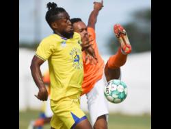 Racing United FC’s Marcovich Brown (left).