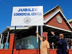 Credit: Contributed Kingston’s Mayor Andrew Swaby (left) and CEO of the Kingston and St Andrew Municipal Corporation Robert Hill herald the opening of the Jubilee Commercial Centre on Wednesday.