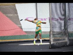 Excelsior High School’s Najhada Seymoure competes in the girls’ Class One discus final on the way to winning the gold medal at the 2025 ISSA GraceKennedy Boys’ and Girls’ Athletics Championships at the National Stadium on Thursday, March 27, 2025.