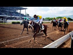 QUEEN OF SOUL, ridden by Omar Walker, winning the sixth race running at odds of 10-1 over 5 1/2 furlongs at Caymanas Park on Saturday, May 10.