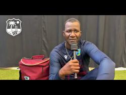 West Indies head coach Daren Sammy speaks to media after an indoor nets session in England yesterday.