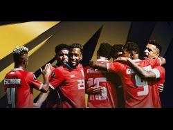 Credit: Courtesy of @GoldCup Panama’s players celebrate after scoring against Jamaica during their Group C Concacaf Gold Cup match at the Q2 Stadium in Austin, Texas, USA, yesterday. Panama won 4-1.