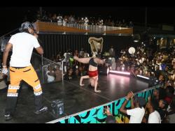 Govana is joined on the Guinness Pull Up stage by a dancer.