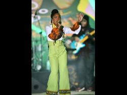 Abigail ‘Abi-D’ Dunstan performs her winning entry ‘Sweet JA’ at the 2025 Jamaica Festival Song Competition final, held at Emancipation Park, St Andrew on Saturday.