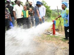 Residents of Free Hill in St Ann cheer as water gushes from a fire hydrant, during the official commissioning of the Free Hill Water Supply System in the community last Tuesday.