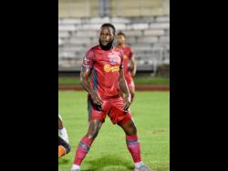 Credit: Ashley Anguin Montego Bay United FC’s Jourdain Fletcher reacts during the Jamaica Premier League (JPL) football match against Racing United FC at Montego Bay Sports Complex, Catherine Hall, St James on Sunday. Fletcher scored twice in MoBay United’s 3-1 victory.
