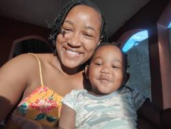 Tommie-Ann Stone and her 1-year-old son, Bellamy Whyte
