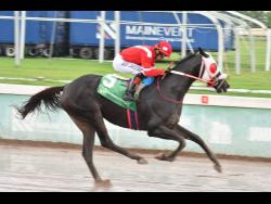 SUPERNATURAL POWER, ridden by Dick Cardenas, winning the Viceroy Trophy over a mile at Caymanas Park on Monday, October 20.
