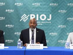 Director General, Planning Institute of Jamaica (PIOJ), Dr Wayne Henry, addresing the agency's Quarterly Press Briefing at the PIOJ’s Oxford Road offices in St Andrew on May 21.